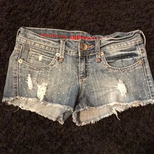 Bedazzled short denim shorts